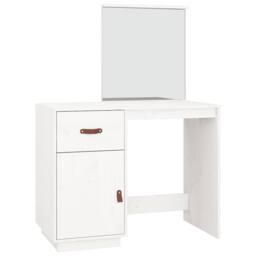 Berkfield Home Dressing Table White 95x50x134 cm Solid Wood Pine - Size: 95 x 50 x 134 cm - thumbnail 1