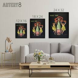 "Artery8 Drink All Cachat Vintage Ad Framed Canvas Wall Art Print Cappiello in Black - Size: W12"" x H16""" - thumbnail 4