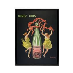 "Artery8 Drink All Cachat Vintage Ad Framed Canvas Wall Art Print Cappiello in Black - Size: W12"" x H16""" - thumbnail 1