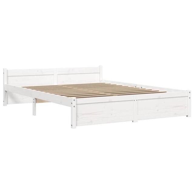 Berkfield Home Beautiful Bed Frame White Solid Wood 140x190 cm - image 1