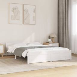 Berkfield Home Beautiful Bed Frame White Solid Wood 140x190 cm - thumbnail 2