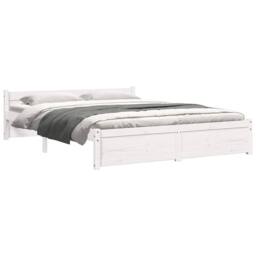 Berkfield Home Beautiful Bed Frame White Solid Wood 140x190 cm - thumbnail 4