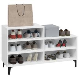 Berkfield Home Shoe Cabinet High Gloss White 102x36x60 cm Engineered Wood - Size: 102 x 36 x 60 cm - thumbnail 7