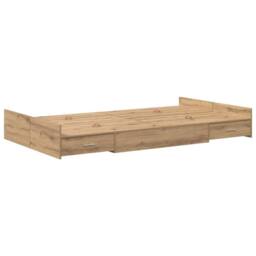 Berkfield Home Storage Bed Frame with Drawer Artisan oak 120 x 200 cm Melamine in Brown - thumbnail 6