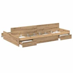 Berkfield Home Storage Bed Frame with Drawer Artisan oak 120 x 200 cm Melamine in Brown - thumbnail 4
