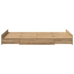 Berkfield Home Storage Bed Frame with Drawer Artisan oak 120 x 200 cm Melamine in Brown - thumbnail 7