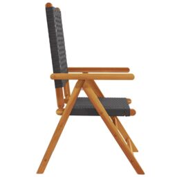 Berkfield Home Reclining Garden Chairs 4 pcs Black Poly Rattan & Solid Wood - thumbnail 5