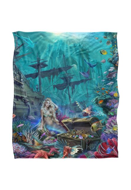 JQ Licensing En Aquatic Realm Mermaid Silky Touch Super Soft Throw Blanket 152 X 127 cm in White - image 1