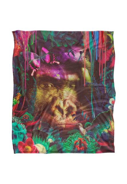 Reinders Jungle Gorilla & Butterfly Silky Touch Super Soft Throw Blanket 152 X 127 cm in White - image 1