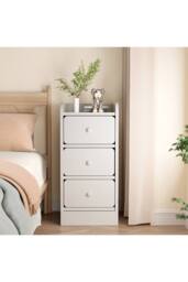 Living and Home Modern 3-Drawer Bedside Table in White - thumbnail 8