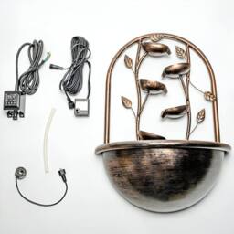 Primrose Water Feature Cascading Leaf Wall Mounted Fountain with Lights 55cm in Bronze - thumbnail 6