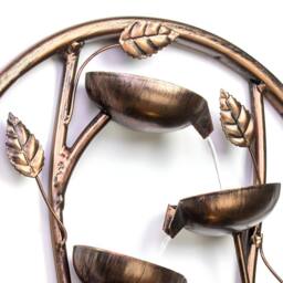 Primrose Water Feature Cascading Leaf Wall Mounted Fountain with Lights 55cm in Bronze - thumbnail 5