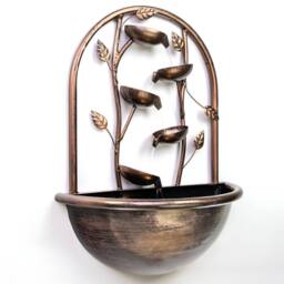 Primrose Water Feature Cascading Leaf Wall Mounted Fountain with Lights 55cm in Bronze - thumbnail 2
