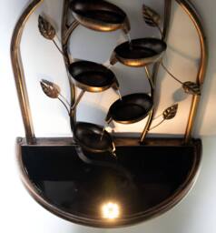 Primrose Water Feature Cascading Leaf Wall Mounted Fountain with Lights 55cm in Bronze - thumbnail 3