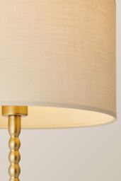 ValueLights Maeve Fabric Drum Lamp Shade Brushed Gold Bobbin Bobble Table Lamp in Natural - thumbnail 4