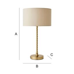 ValueLights Maeve Fabric Drum Lamp Shade Brushed Gold Bobbin Bobble Table Lamp in Natural - thumbnail 7
