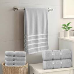 Smart Living Luxury 100% Cotton 8 Piece Super Soft Bathroom Towel Bale Set in Silver - thumbnail 2