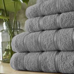 Smart Living Luxury 100% Cotton 8 Piece Super Soft Bathroom Towel Bale Set in Silver - thumbnail 4
