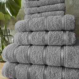 Smart Living Luxury 100% Cotton 8 Piece Super Soft Bathroom Towel Bale Set in Silver - thumbnail 5