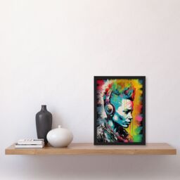 Artery8 Wall Art Print Punk Music Vibrant Artwork Young Man With Headphones Portrait Art Framed - Size: A4 - thumbnail 4