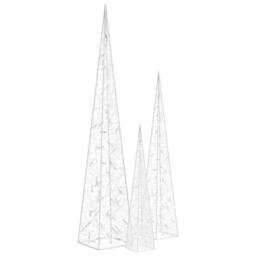 Berkfield Home Acrylic Decorative LED Light Cone Set Blue 60/90/120cm - thumbnail 3