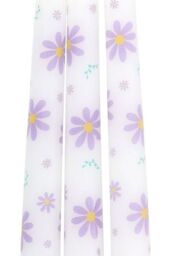 KDMD Set of 3 Purple Daisy Taper Candles in White - thumbnail 5