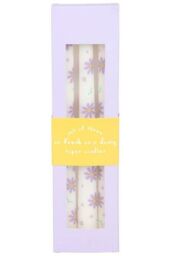 KDMD Set of 3 Purple Daisy Taper Candles in White - thumbnail 2