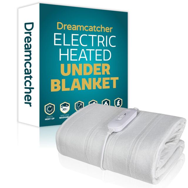 Dreamcatcher Double Electric Blanket Heated Bed Under Blanket Polyester Detachable Control 3 Heat Settings in White - image 1