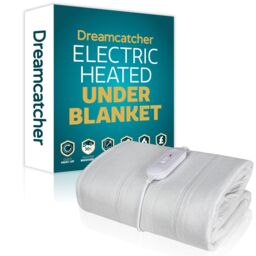 Dreamcatcher Double Electric Blanket Heated Bed Under Blanket Polyester Detachable Control 3 Heat Settings in White - thumbnail 1