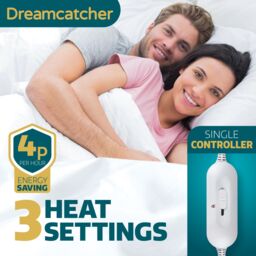Dreamcatcher Double Electric Blanket Heated Bed Under Blanket Polyester Detachable Control 3 Heat Settings in White - thumbnail 5