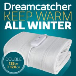 Dreamcatcher Double Electric Blanket Heated Bed Under Blanket Polyester Detachable Control 3 Heat Settings in White - thumbnail 2