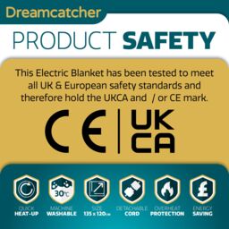 Dreamcatcher Double Electric Blanket Heated Bed Under Blanket Polyester Detachable Control 3 Heat Settings in White - thumbnail 8