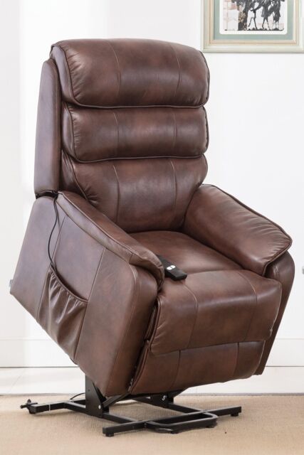 More4Homes Buckingham Single Motor Electric Rise Recliner Bonded Leather Chair in Brown - image 1