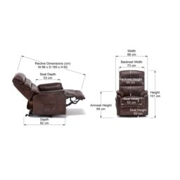 More4Homes Buckingham Single Motor Electric Rise Recliner Bonded Leather Chair in Brown - thumbnail 7