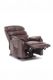 More4Homes Buckingham Single Motor Electric Rise Recliner Bonded Leather Chair in Brown - thumbnail 3