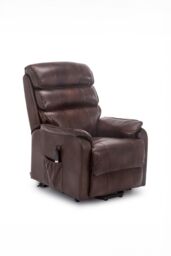 More4Homes Buckingham Single Motor Electric Rise Recliner Bonded Leather Chair in Brown - thumbnail 2