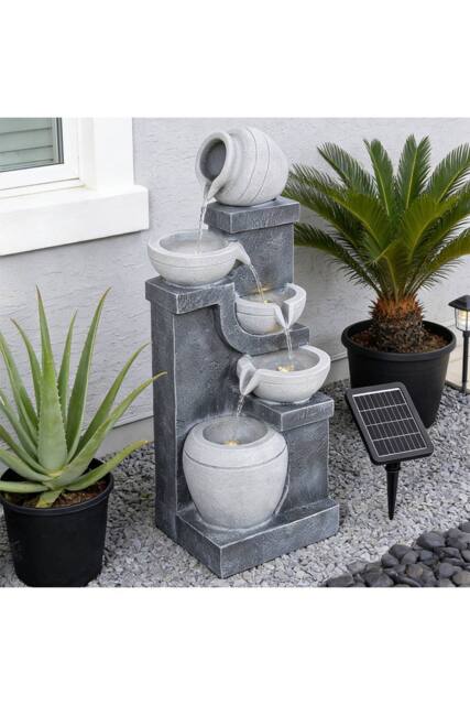 Living and Home Solar-Operated Garden Fountain for Outdoor Landscaping in Grey - image 1