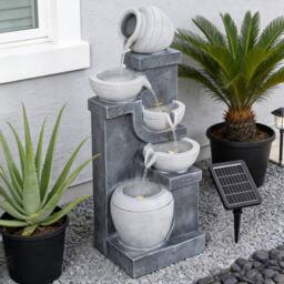Living and Home Solar-Operated Garden Fountain for Outdoor Landscaping in Grey - thumbnail 4