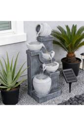 Living and Home Solar-Operated Garden Fountain for Outdoor Landscaping in Grey - thumbnail 1