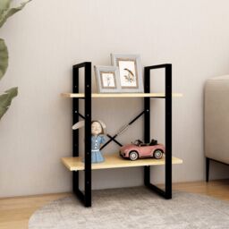 Berkfield Home 2-Tier Book Cabinet 60x30x70 cm Solid Pine Wood in Brown - Size: 60 x 30 x 70 cm - thumbnail 3