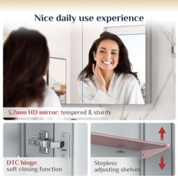 Dprodo Adjustable Single Door Mirrored Bath Cabinets in Cool White - Size: 1 Pack - thumbnail 7