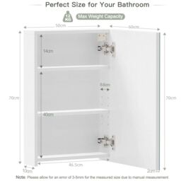 Dprodo Adjustable Single Door Mirrored Bath Cabinets in Cool White - Size: 1 Pack - thumbnail 3