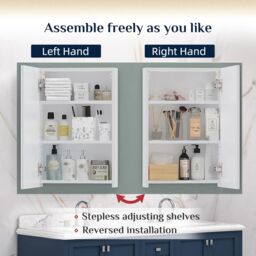 Dprodo Adjustable Single Door Mirrored Bath Cabinets in Cool White - Size: 1 Pack - thumbnail 4