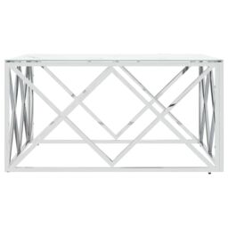 Berkfield Home Coffee Table Silver 80x80x40 cm Stainless Steel & Glass - Size: 80 x 80 x 40 cm - thumbnail 4