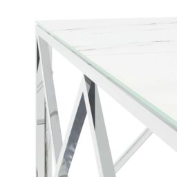 Berkfield Home Coffee Table Silver 80x80x40 cm Stainless Steel & Glass - Size: 80 x 80 x 40 cm - thumbnail 5