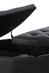 Living and Home Round PU Leather Upholstered Storage Ottoman in Black - thumbnail 7