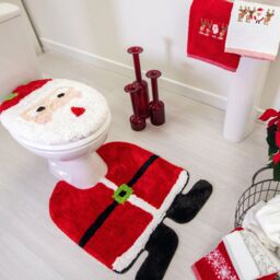 Allure Bath Fashions Santa 2pc Toilet Seat Cover & Pedestal Set in Red - thumbnail 3