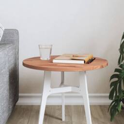 Berkfield Home Table Top Ã˜40x1.5 cm Round Solid Wood Beech in Brown - Size: 40x1.5 cm - thumbnail 2