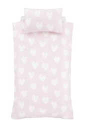 Catherine Lansfield 'Brushed Cotton Hearts' Reversible Duvet Cover Set in Pink - Size: Junior - thumbnail 5