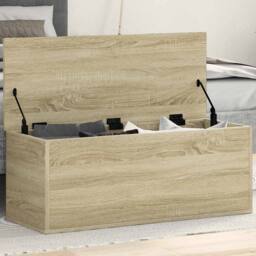 Berkfield Home Storage Box Sonoma Oak 90x35x35 cm Engineered Wood in Natural - Size: 90 x 35 x 35 cm - thumbnail 2